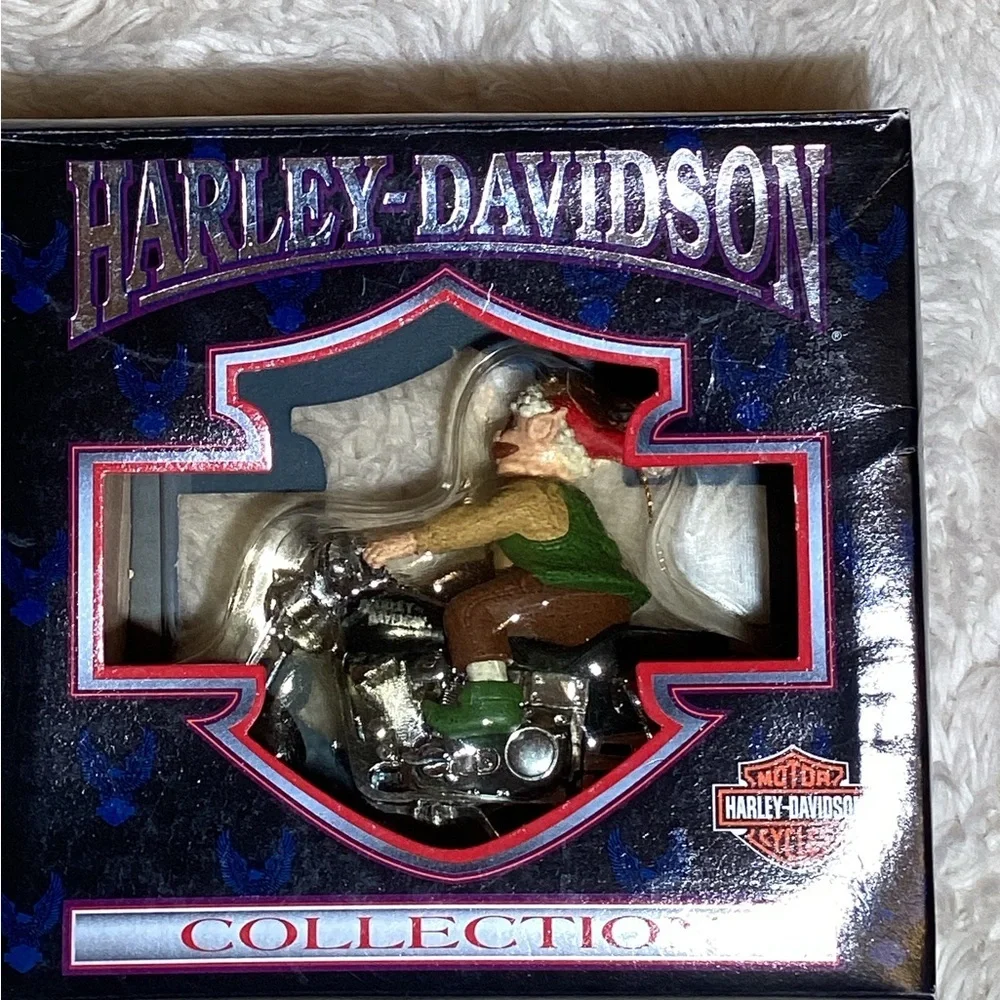 Harley Davidson vintage collectible elf on a motorcycle Christmas ornament